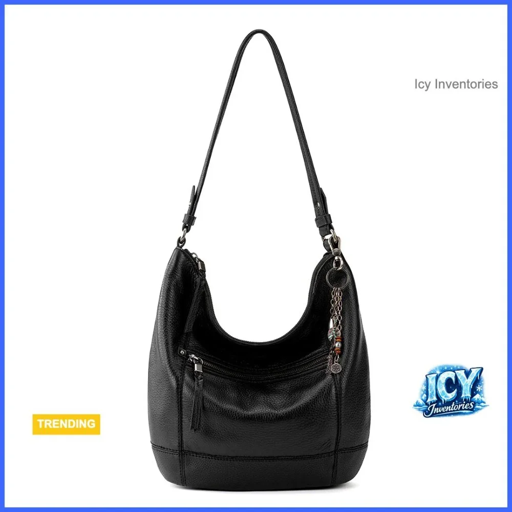 Large Leather Hobo Handbag with Zipper Pockets for Everyday Travel